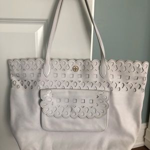 Tory Burch white “lace” cut out shoulder bag